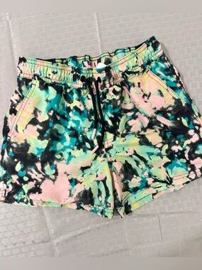 art class Tie-Dye Swim Trunks - Pink, Teal & Black